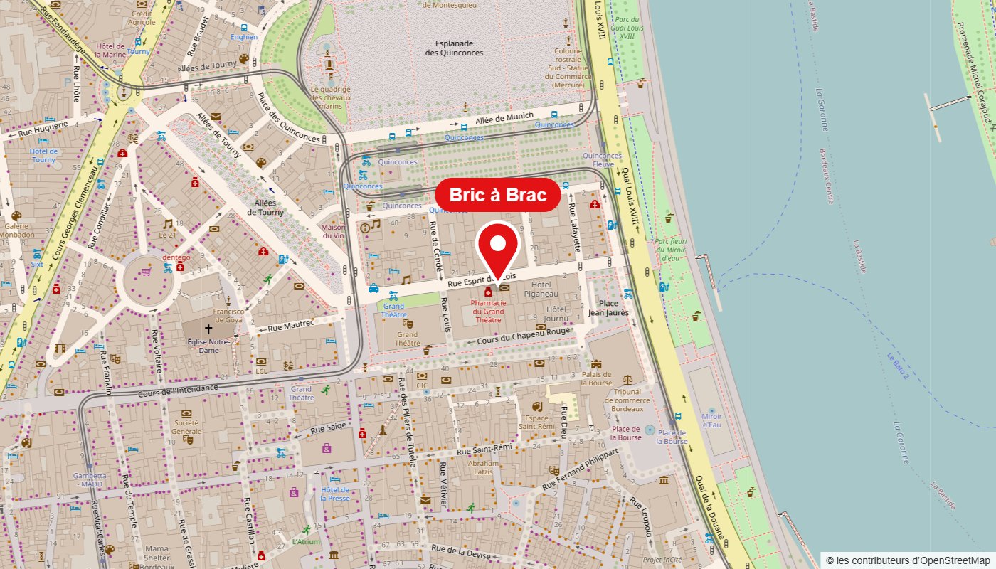 Plan d’accès : Bric à Brac, 14 rue Esprit des Lois, Bordeaux